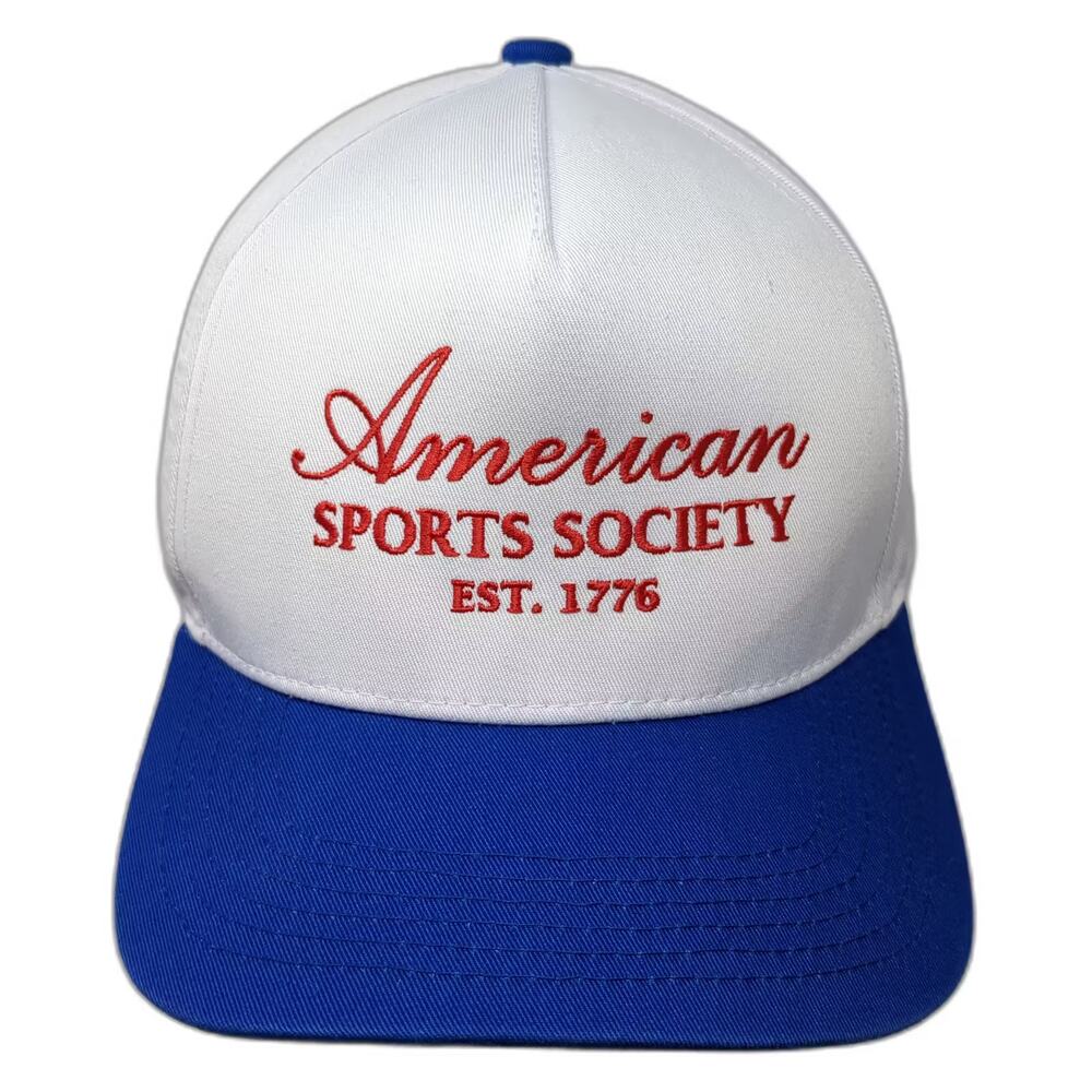 Funky Junque 5 Panel Hat White Blue OS American Sports Society Embroidered